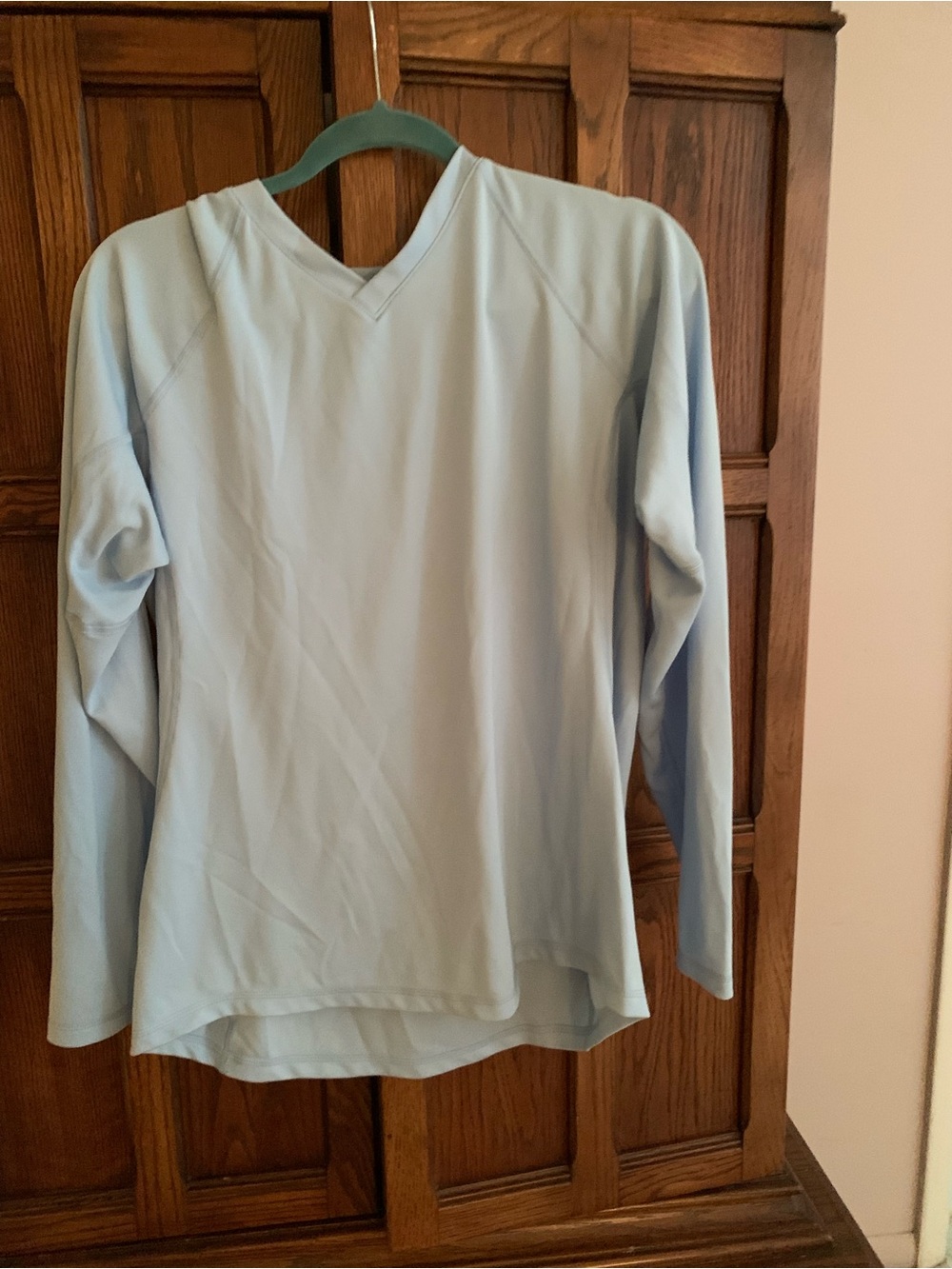 Lands' End Women's Light Blue V-Neck Pullover Hoodie